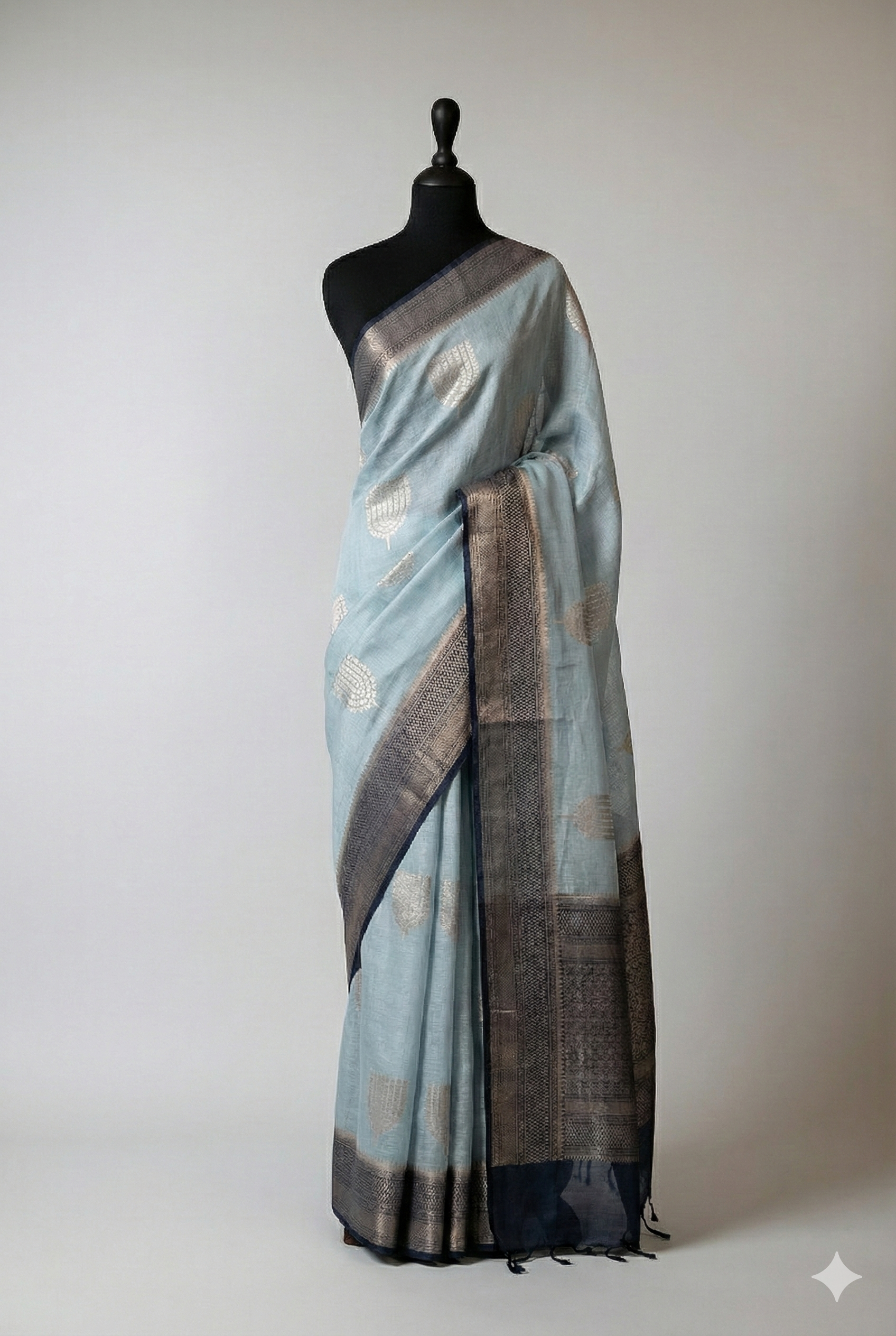 Aasman Linen Zari Sari