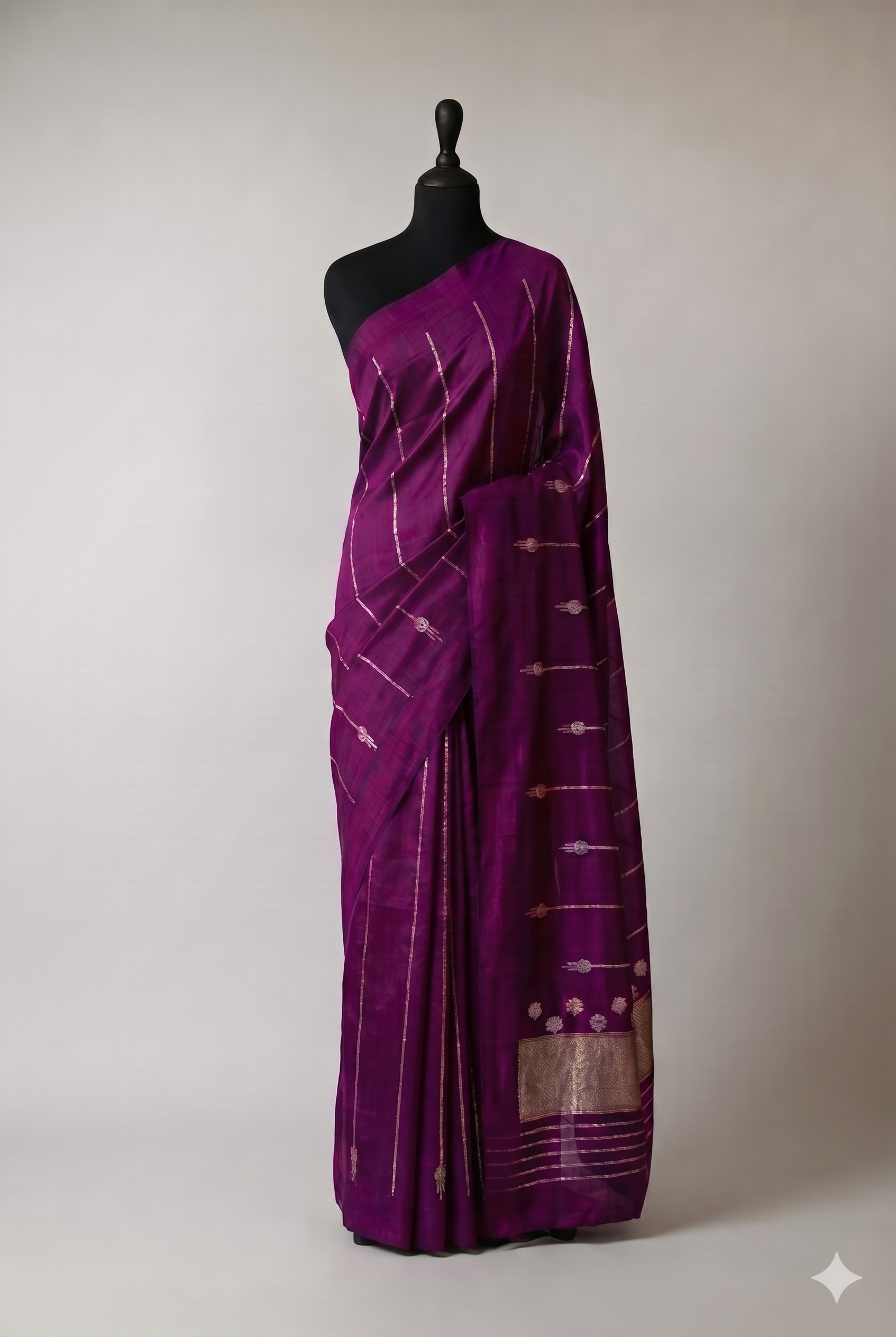 Jamun Sona-Rupa Kadwa Silk Sari