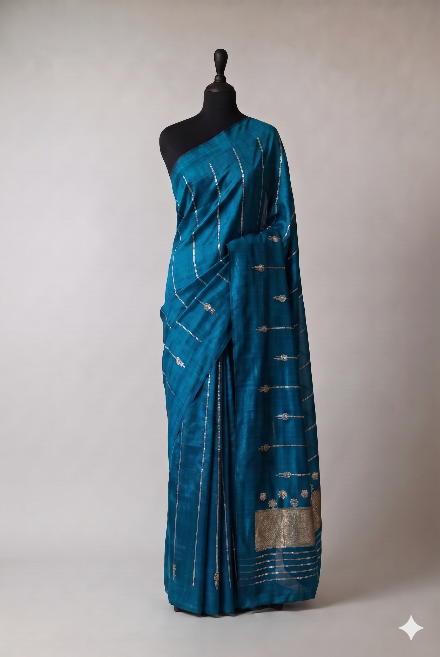 Neelam Sona-Rupa Kadwa Silk Sari