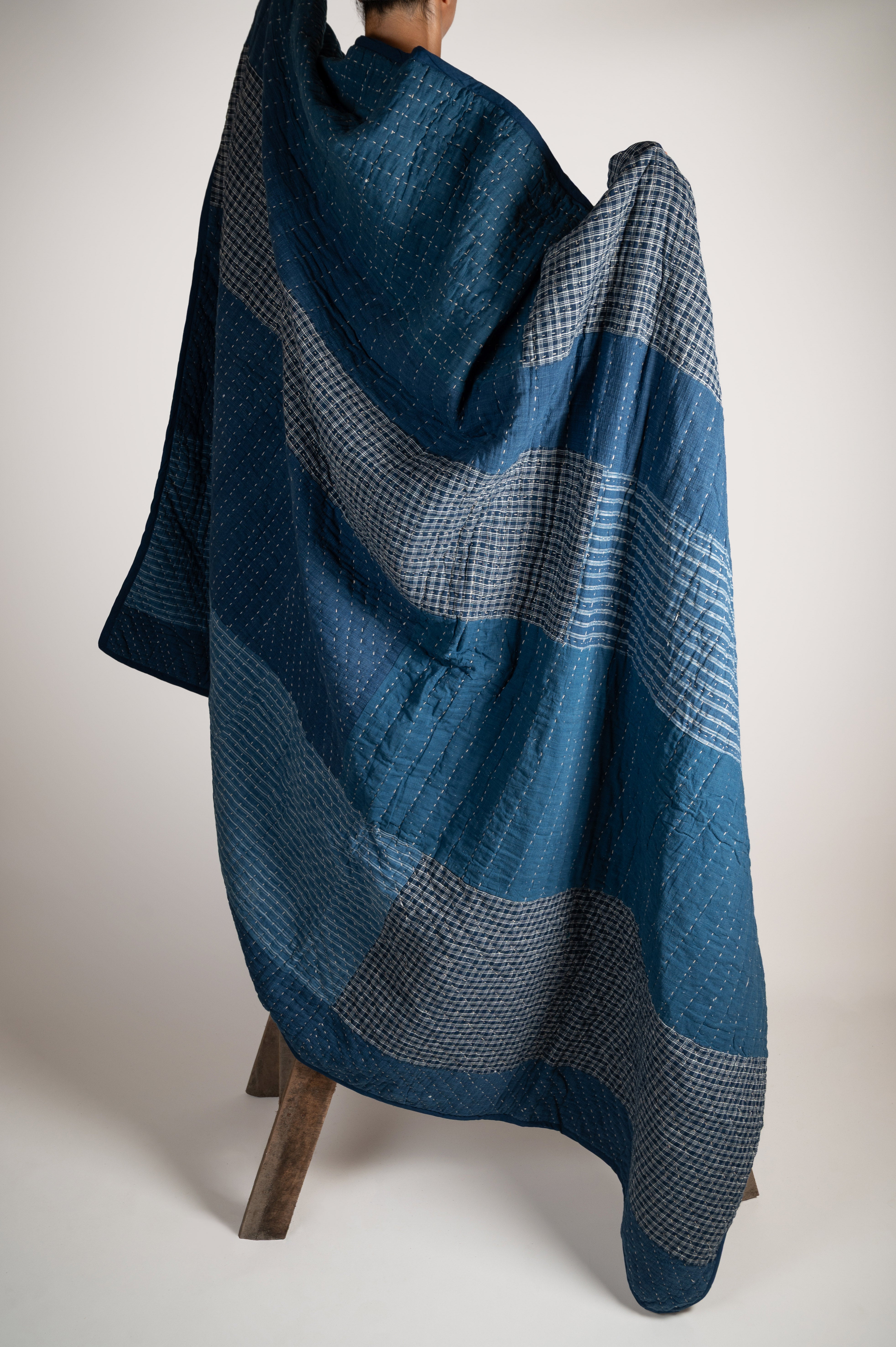 Badal Checks Kantha Quilt