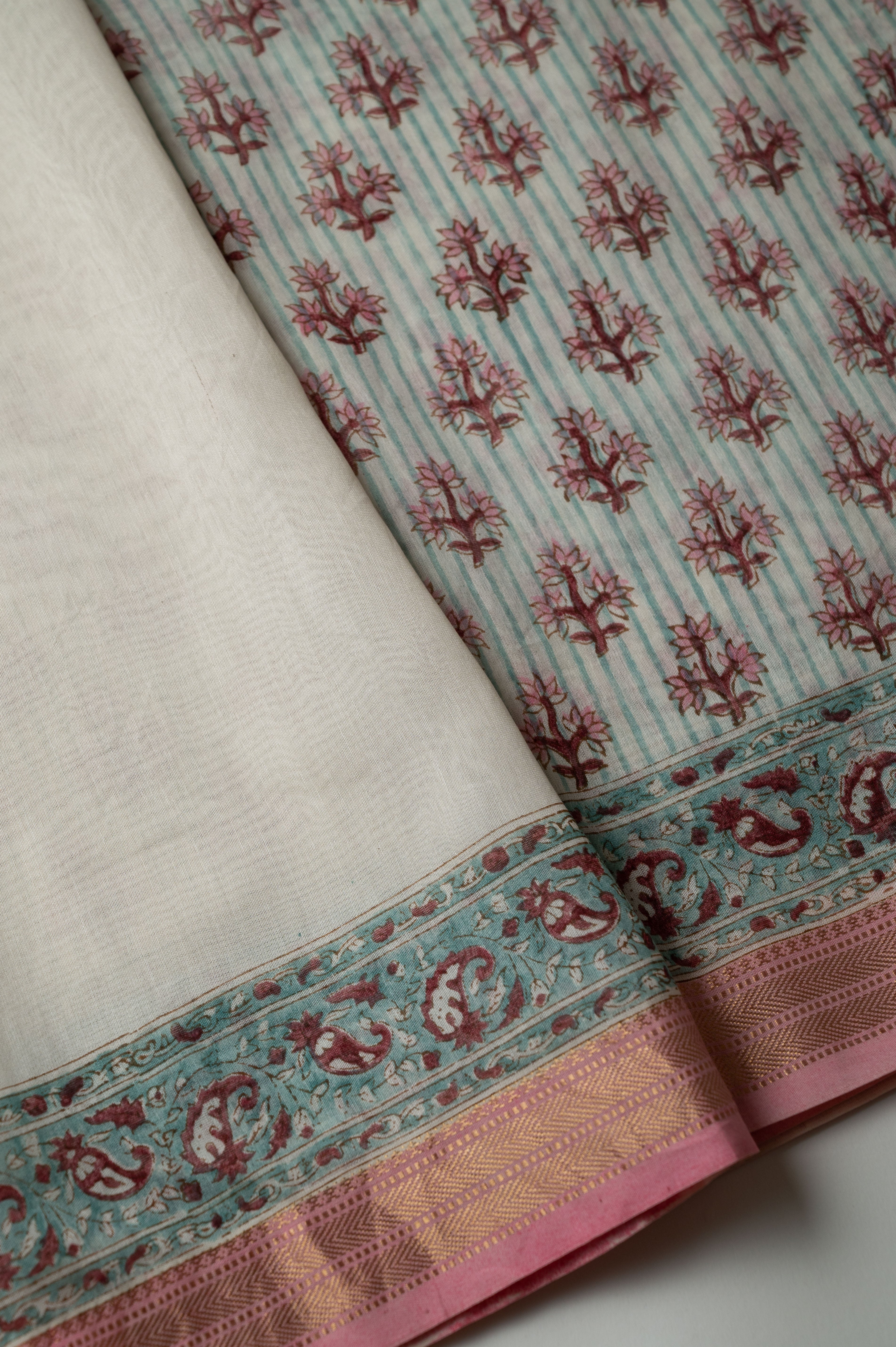 Aasmani Cotton Silk Sari