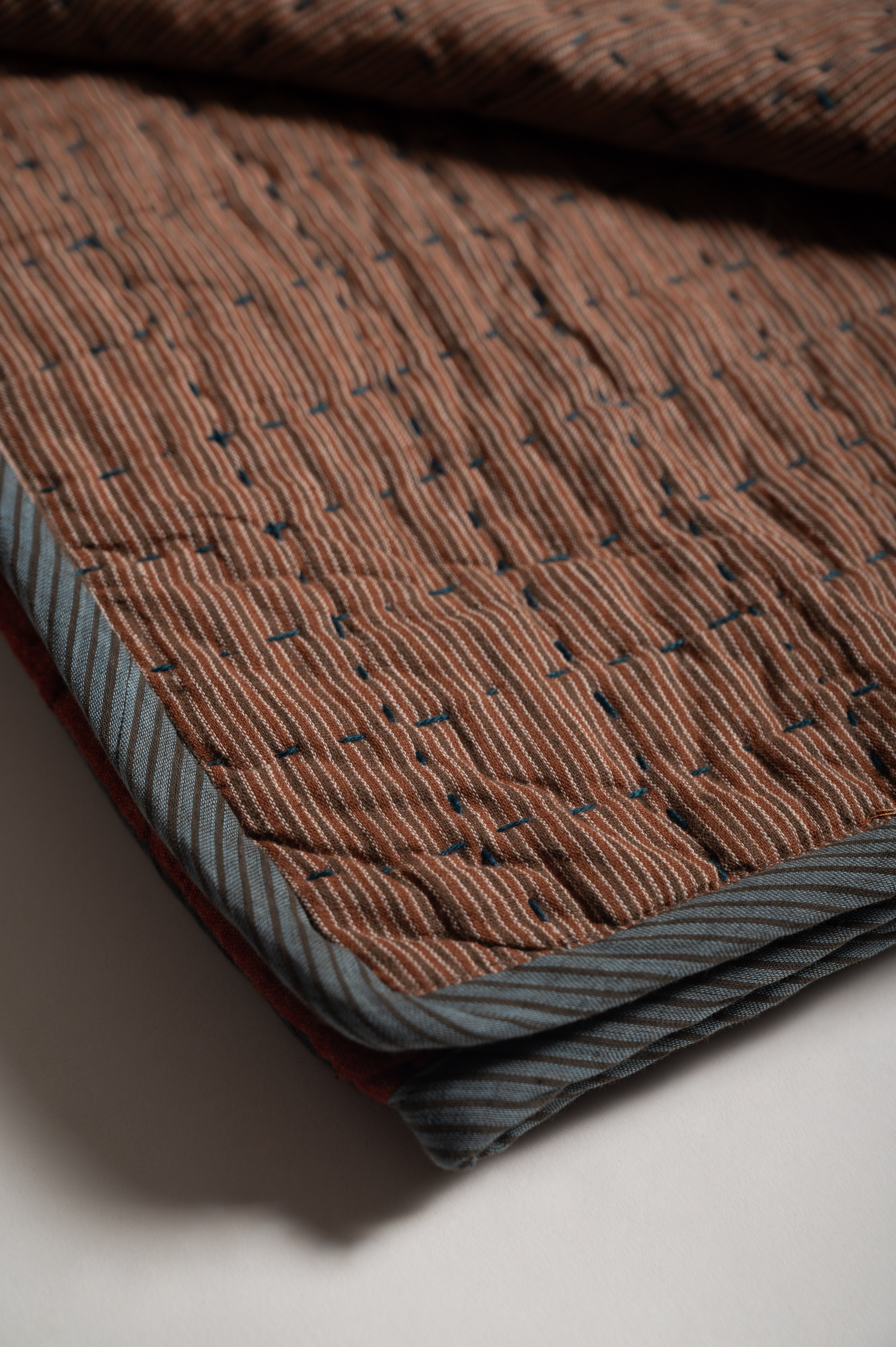Gerua Stripes Kantha Quilt