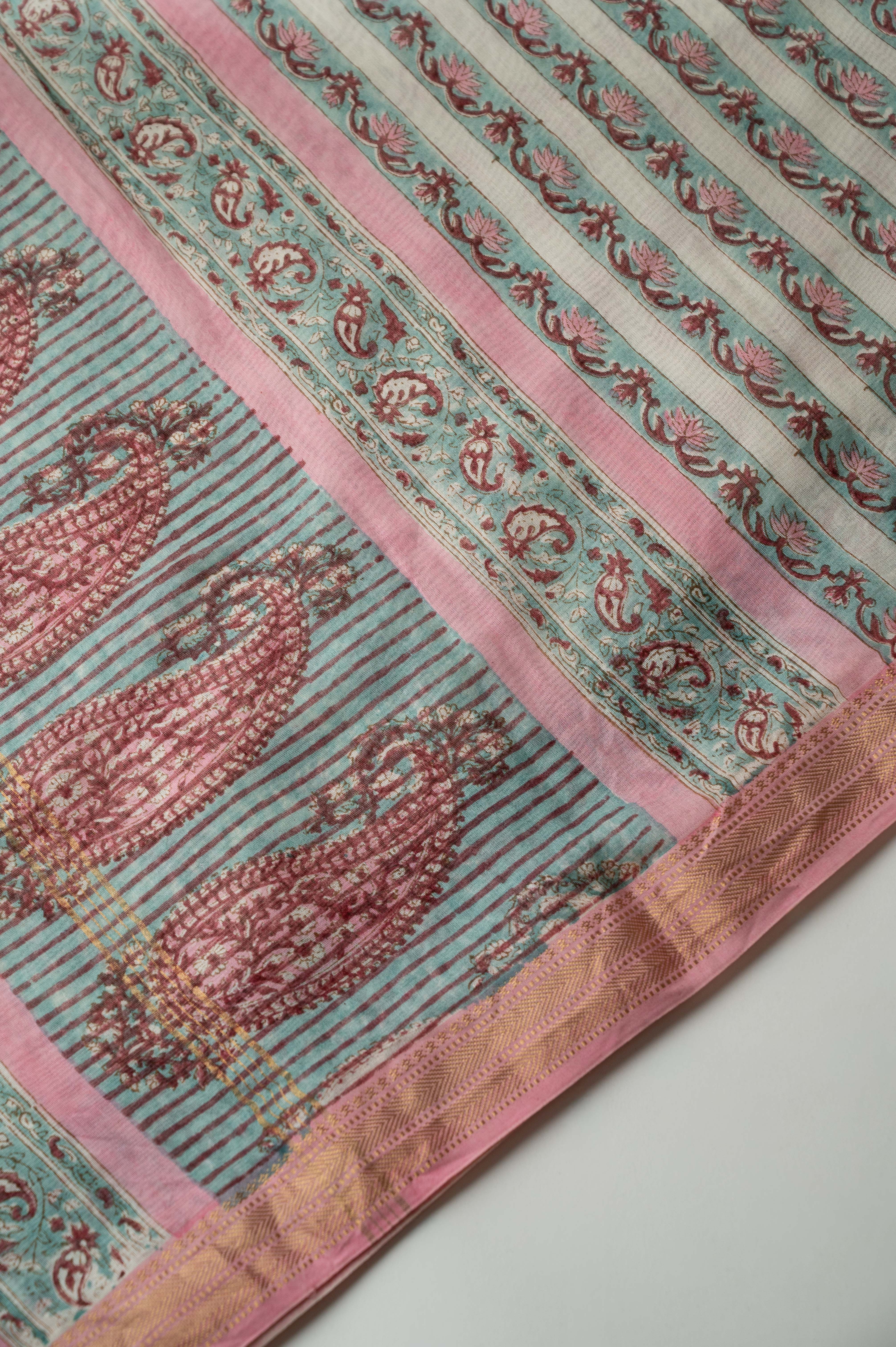 Aasmani Cotton Silk Sari
