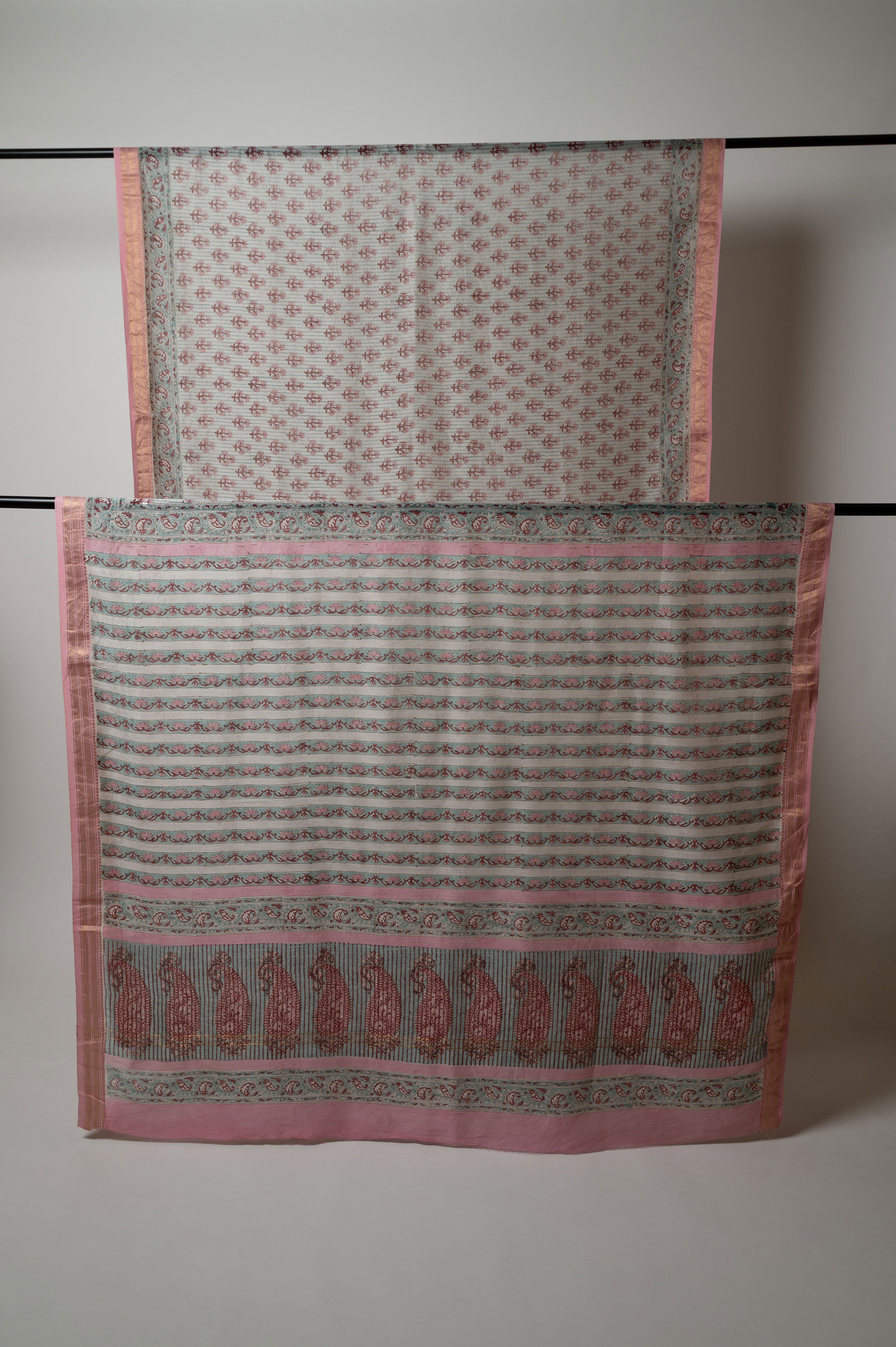 Aasmani Cotton Silk Sari
