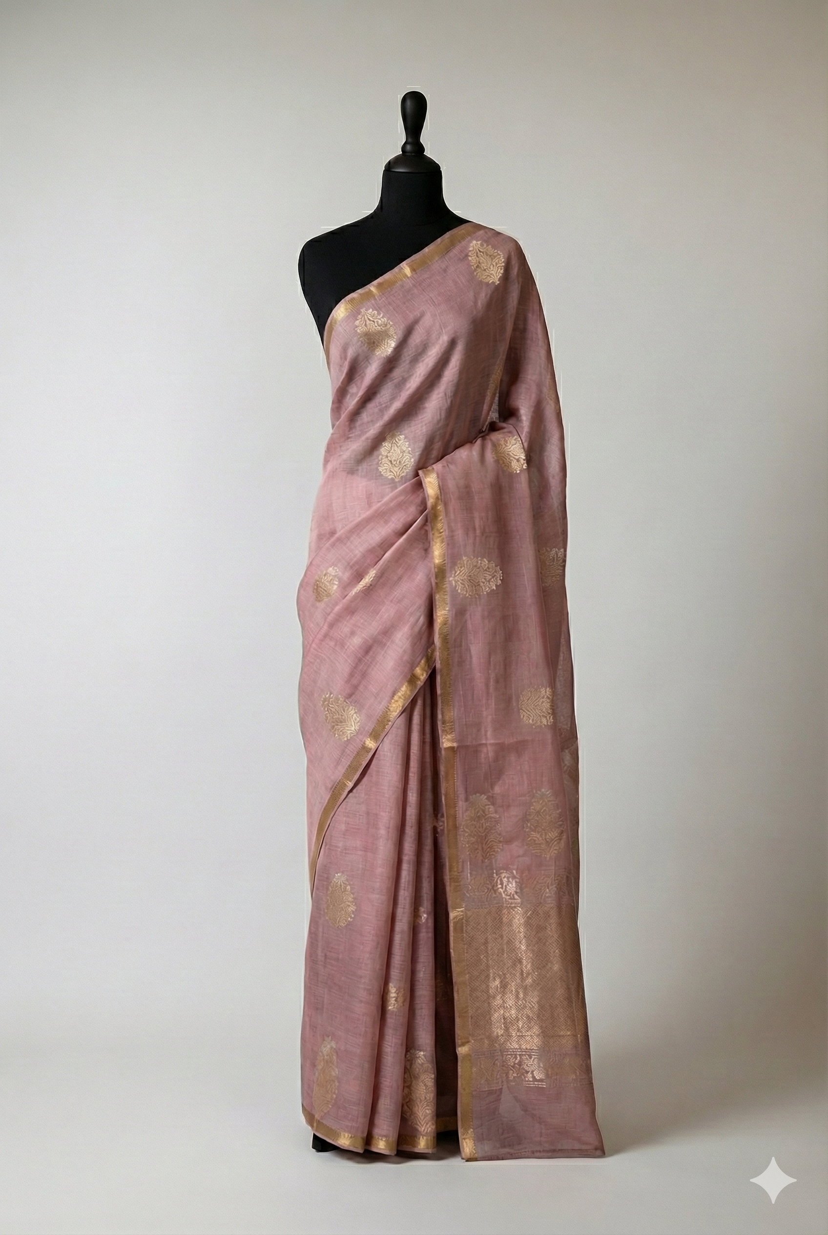 Gulaab Linen Zari Sari