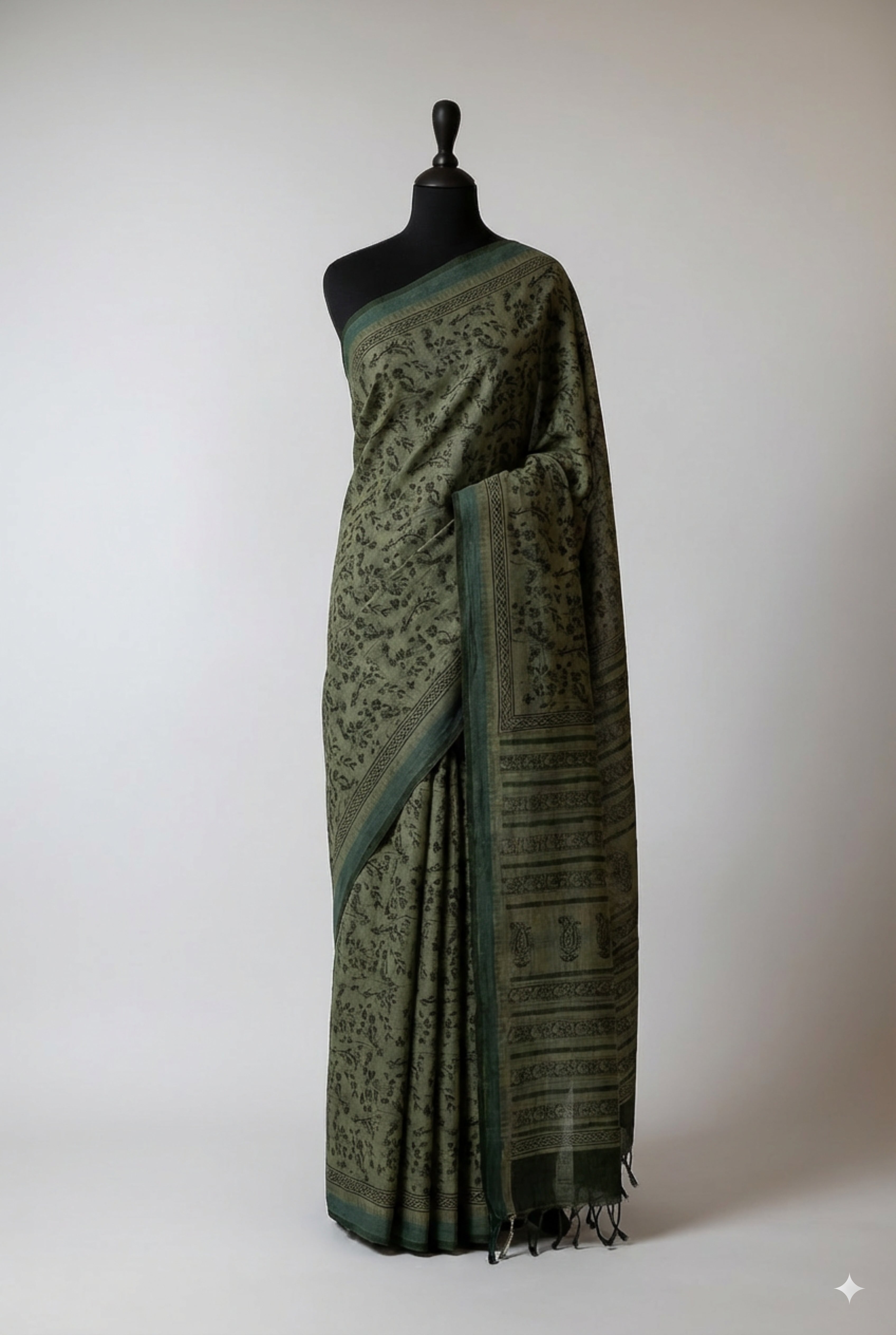 Neem Handspun Coarse Cotton Sari