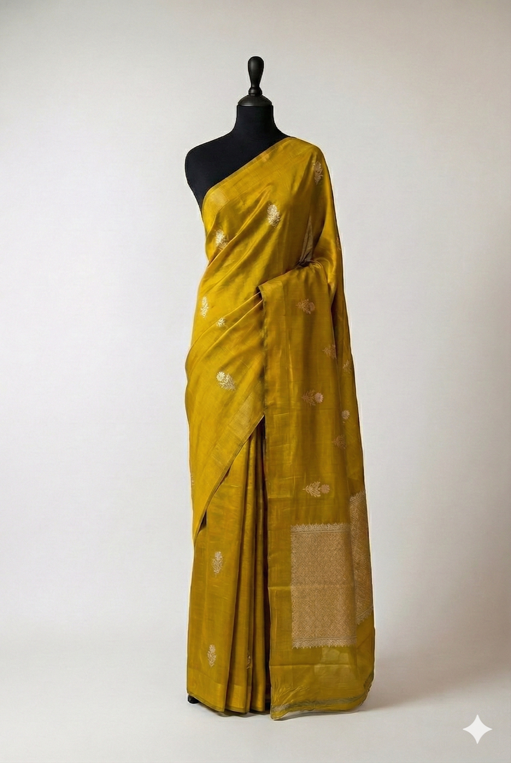 Pīta Sona-Rupa Kadwa Silk Sari