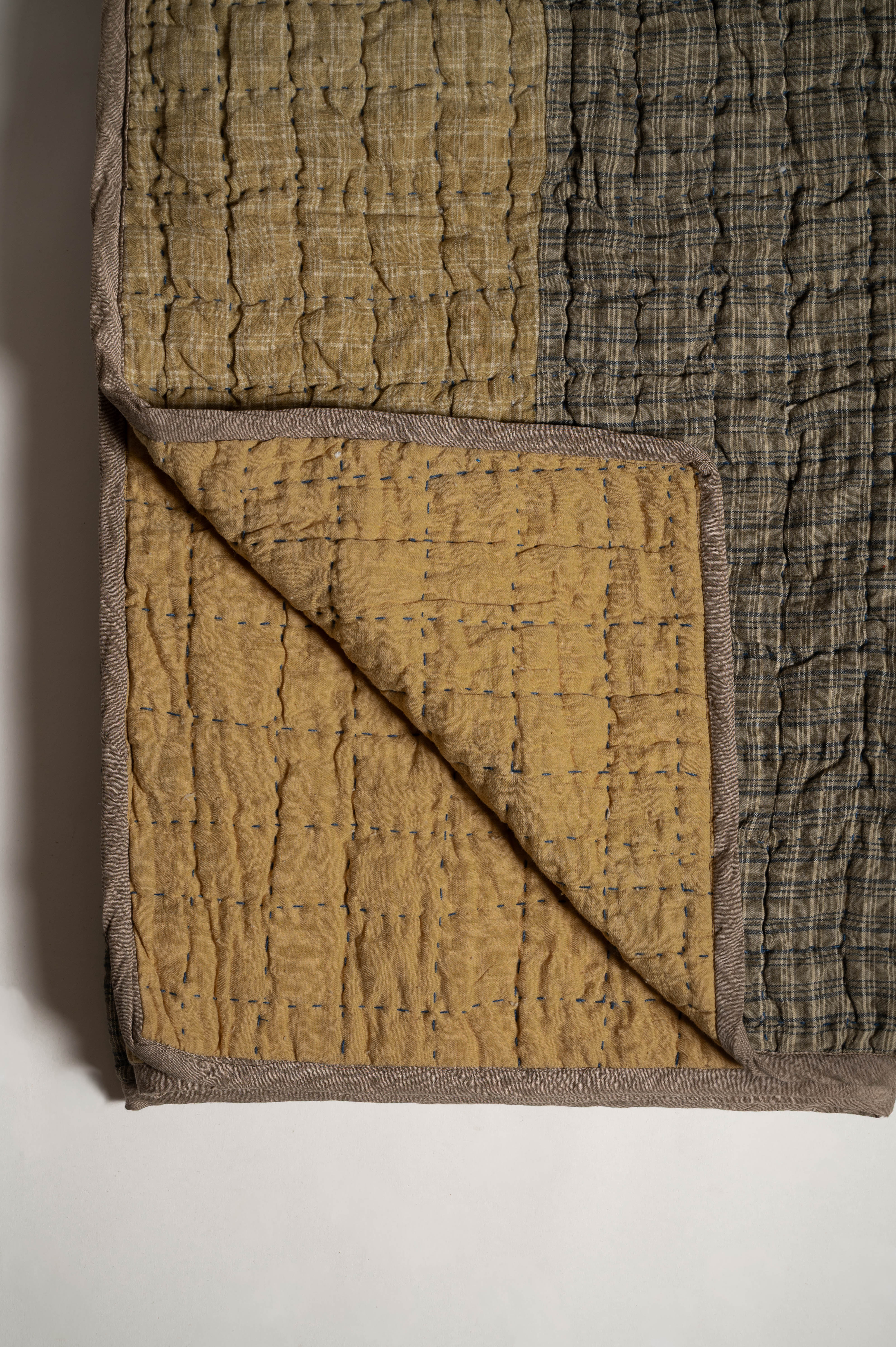 Amaltas Checks Kantha Quilt