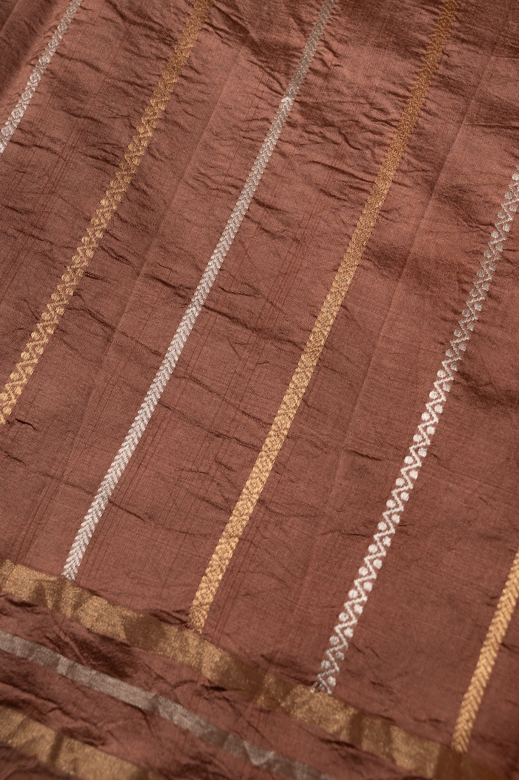 Tamra Sona-Rupa Kadwa Silk  Sari