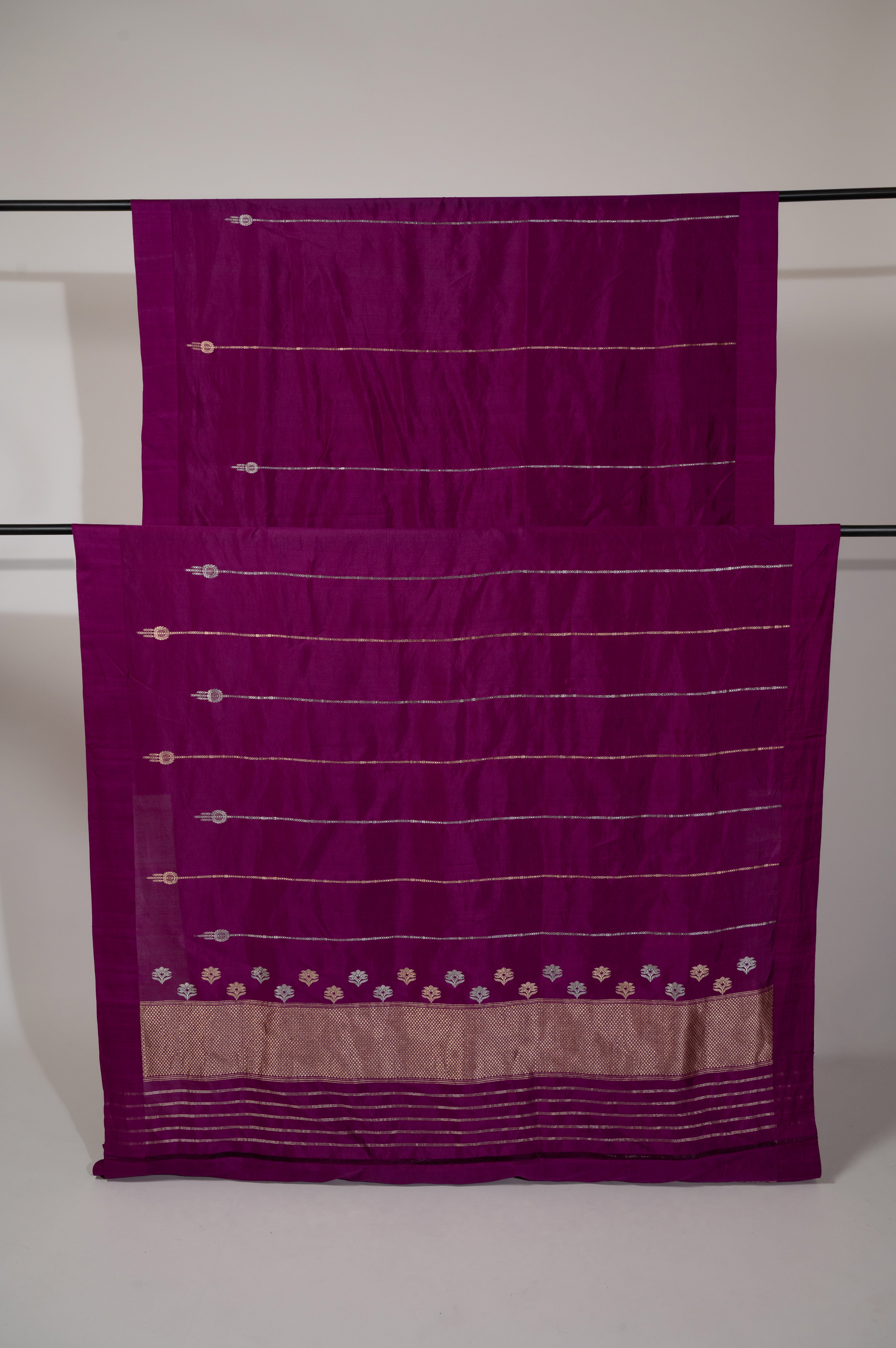 Jamun Sona-Rupa Kadwa Silk Sari