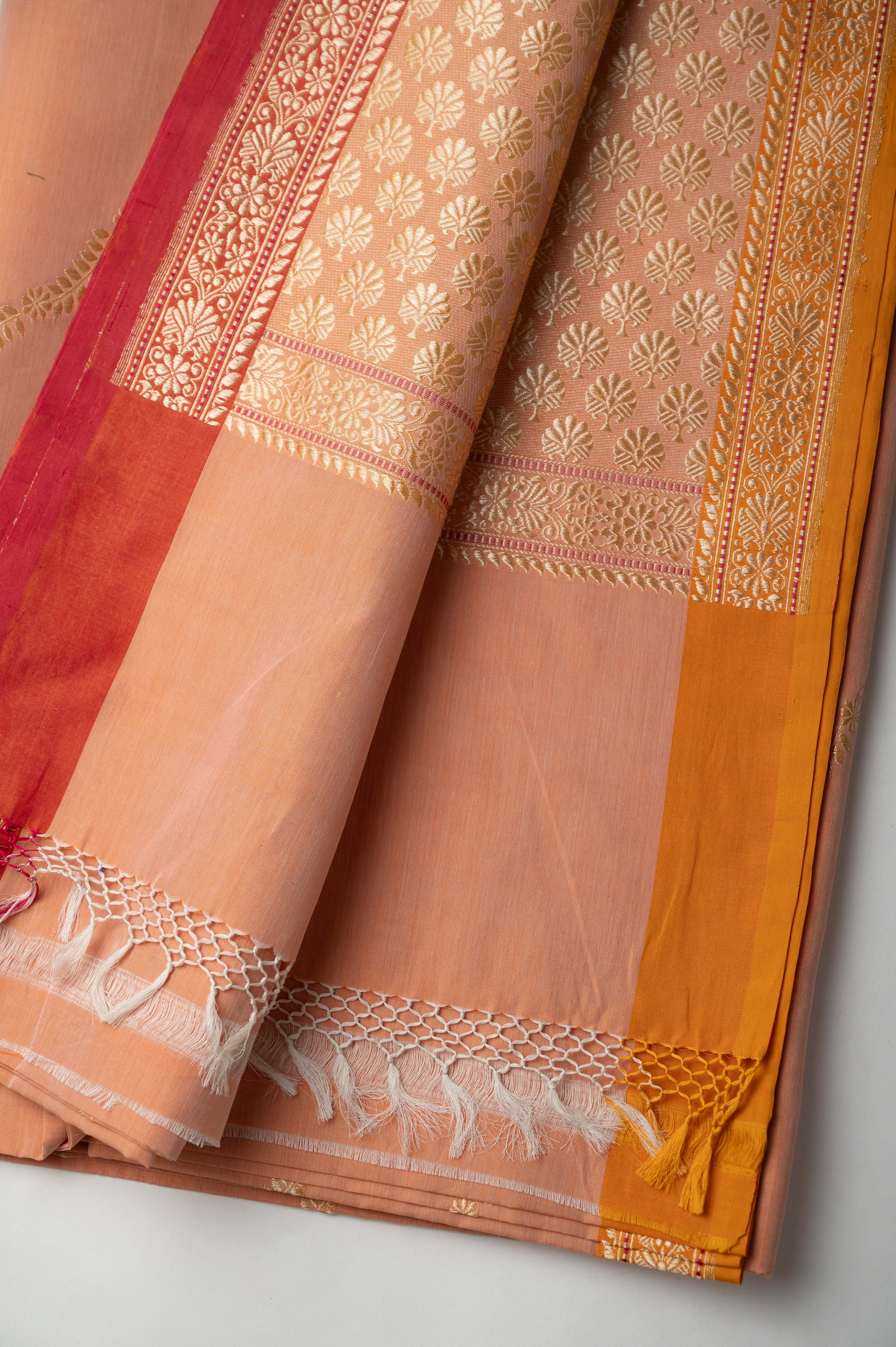 Palash Cotton Zari Sari