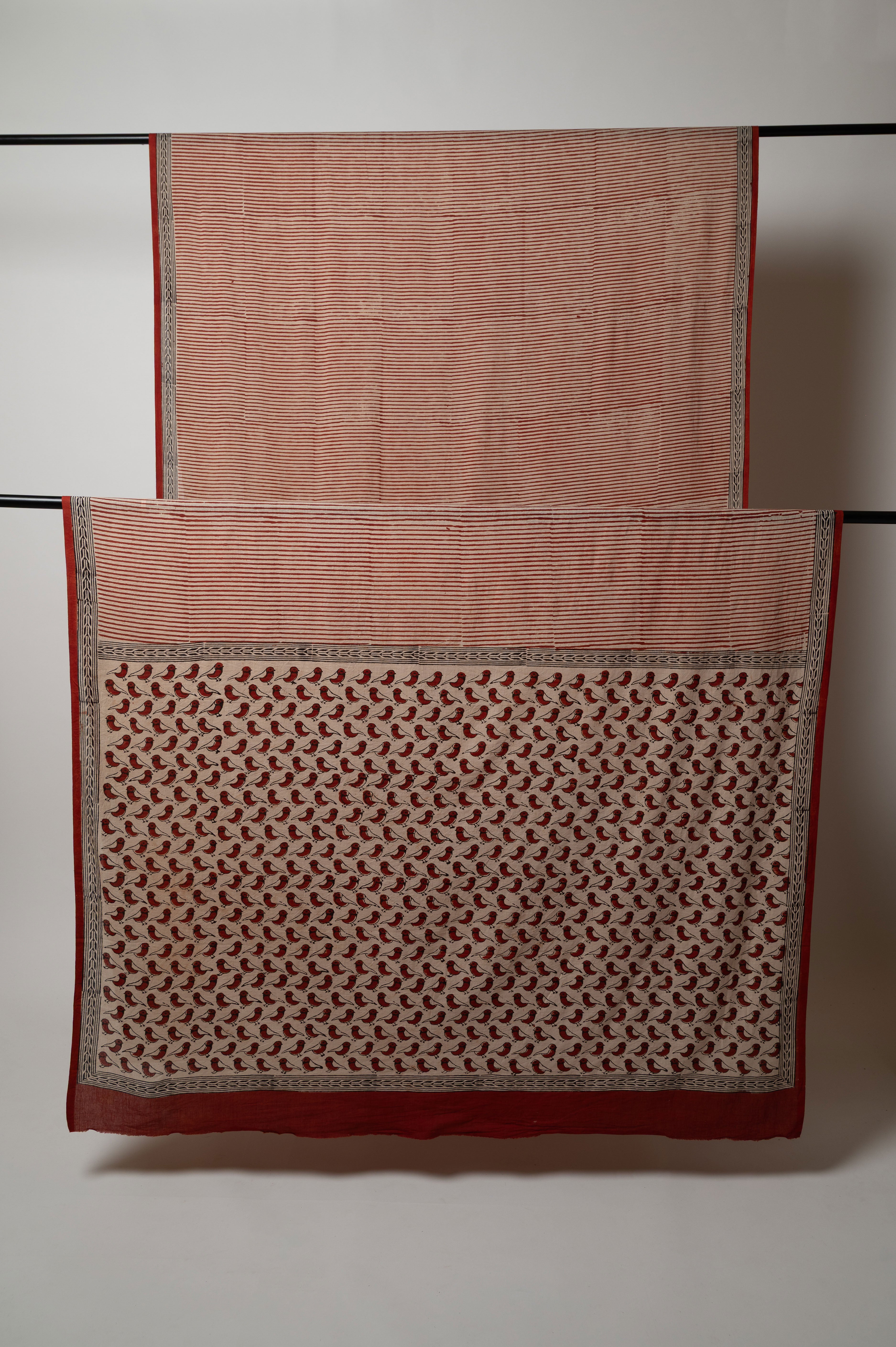 Laal Pakhi Mul Cotton Sari