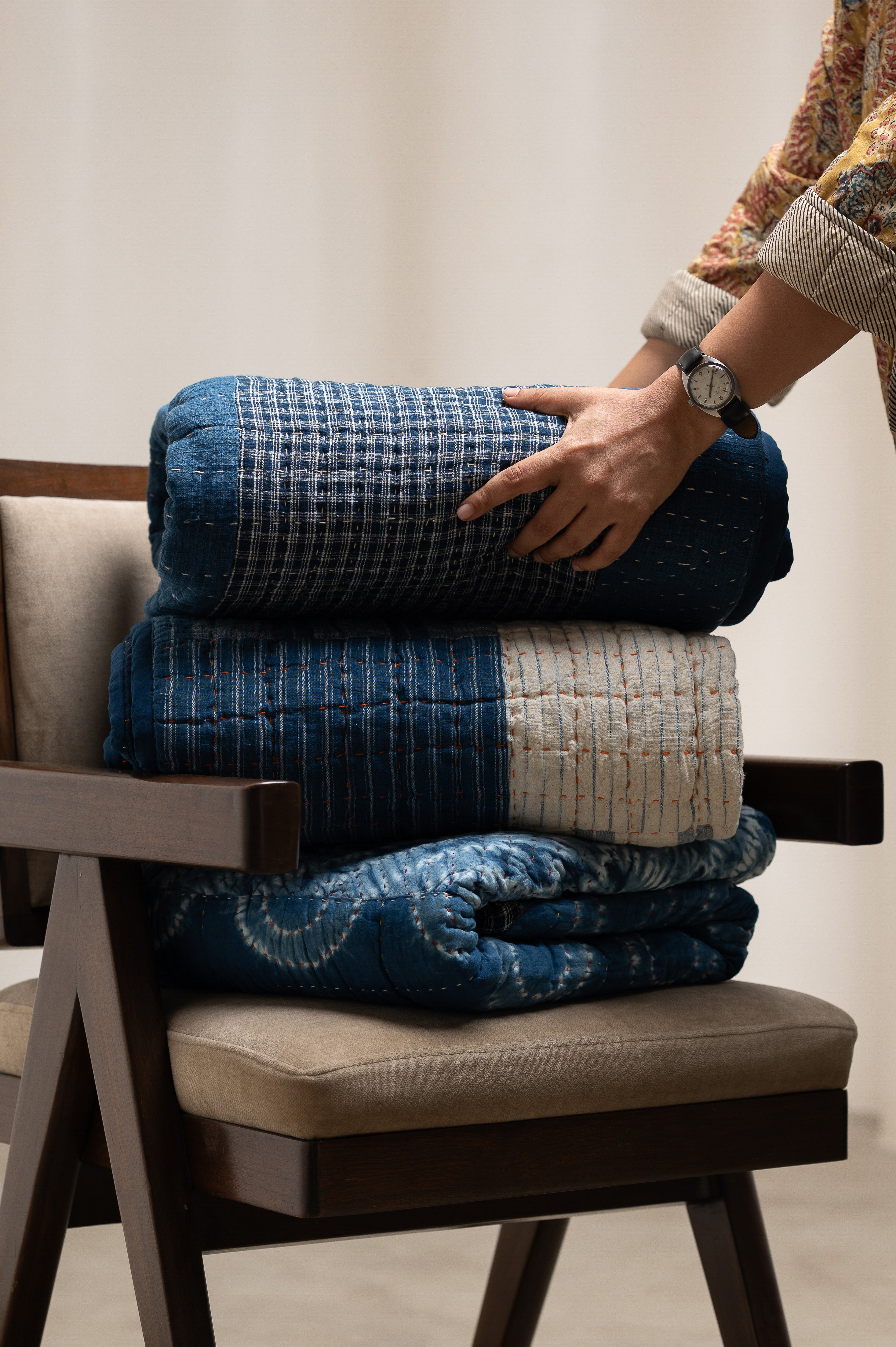 Badal Checks Kantha Quilt